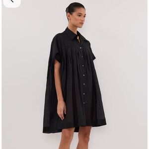 Carmel Black Ramie Mini Dress, NWT